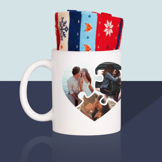 Fotocollage: Valentijn Puzzel - Wintersokken In Een Mok