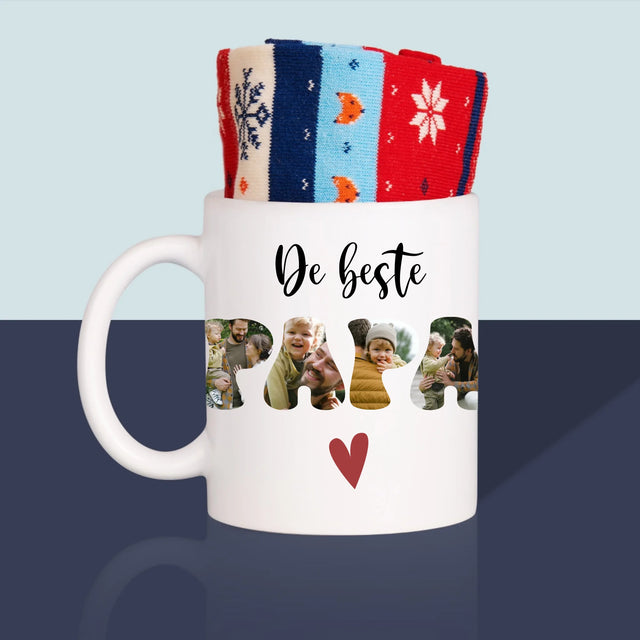 Foto En Handtekening: De Beste Papa Hartje - Wintersokken In Een Mok