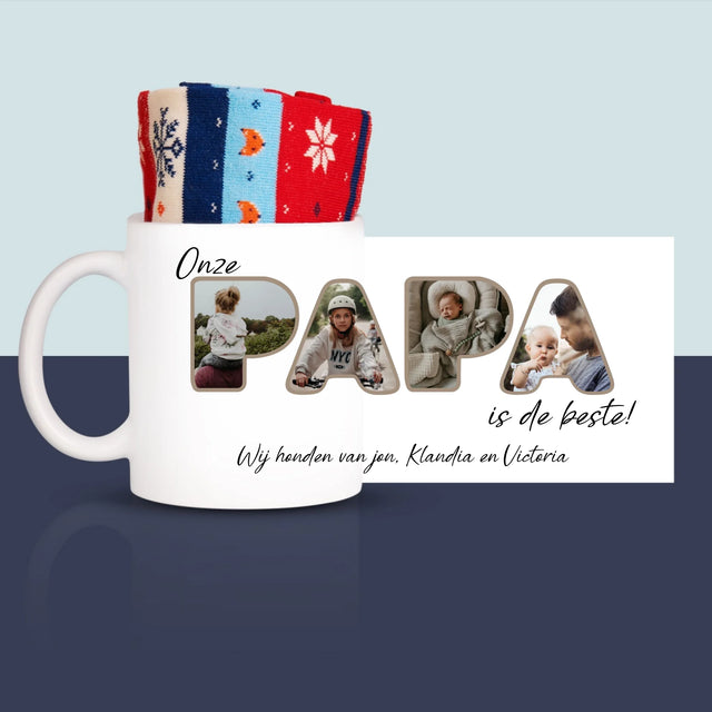 Woord Van Foto'S: Onze Papa Is De Beste - Wintersokken In Een Mok