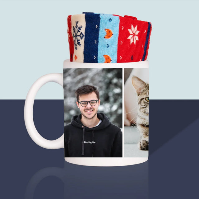 Fotocollage: 3 Foto'S - Wintersokken In Een Mok