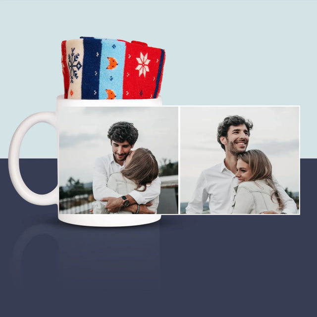 Fotocollage: 2 Foto'S - Wintersokken In Een Mok