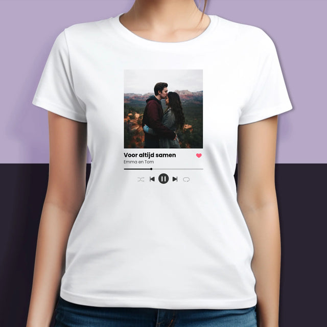 Foto En Handtekening: Spotify Met Jouw Foto - T-Shirt Voor Koppels