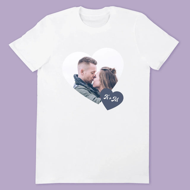 Fotocollage: Initialen Hart - T-Shirt Voor Koppels