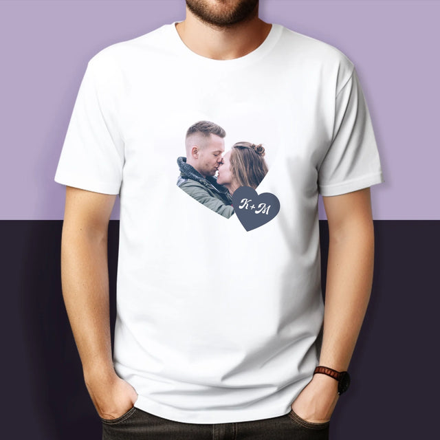 Fotocollage: Initialen Hart - T-Shirt Voor Koppels