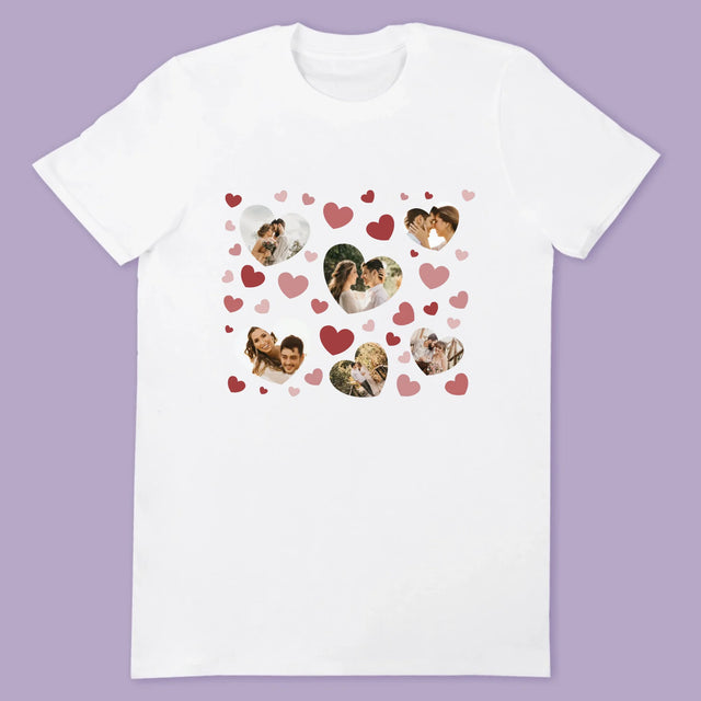 Fotocollage: Hartjes Foto'S - T-Shirt Voor Koppels