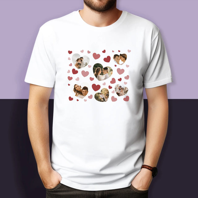 Fotocollage: Hartjes Foto'S - T-Shirt Voor Koppels