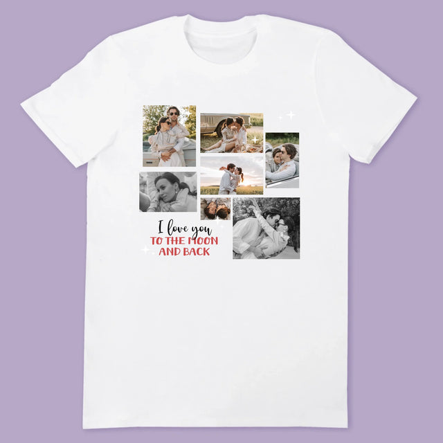Fotocollage: To The Moon And Back - T-Shirt Voor Koppels