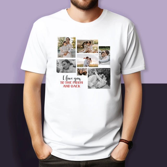 Fotocollage: To The Moon And Back - T-Shirt Voor Koppels