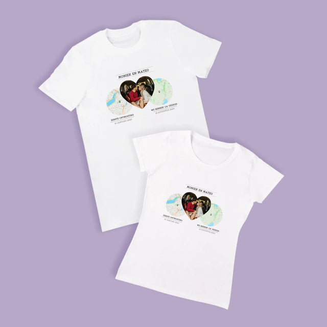 Stadsplastadsplattegrond: Onze Plekken - T-Shirt Voor Koppels