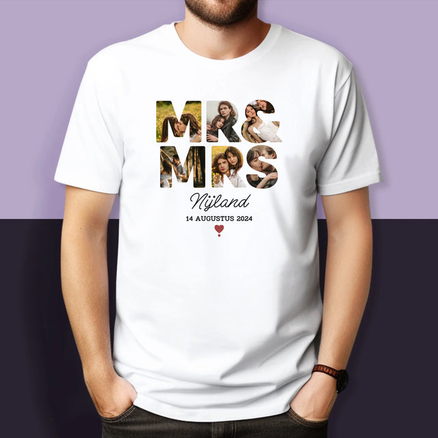 Woord Van Foto'S: Mr&Mrs - T-Shirt Voor Koppels