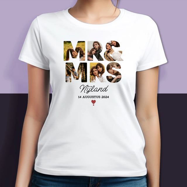 Woord Van Foto'S: Mr&Mrs - T-Shirt Voor Koppels