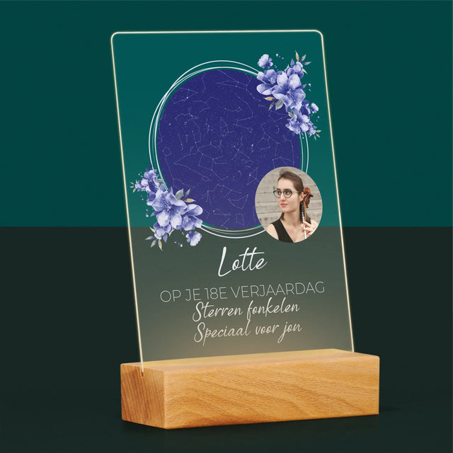 Starrenkaart: Sterrenkaart: Sterren Fonkelen Op Jouw Verjaardag - Afdruk Op Acrylglas (Verticaal)