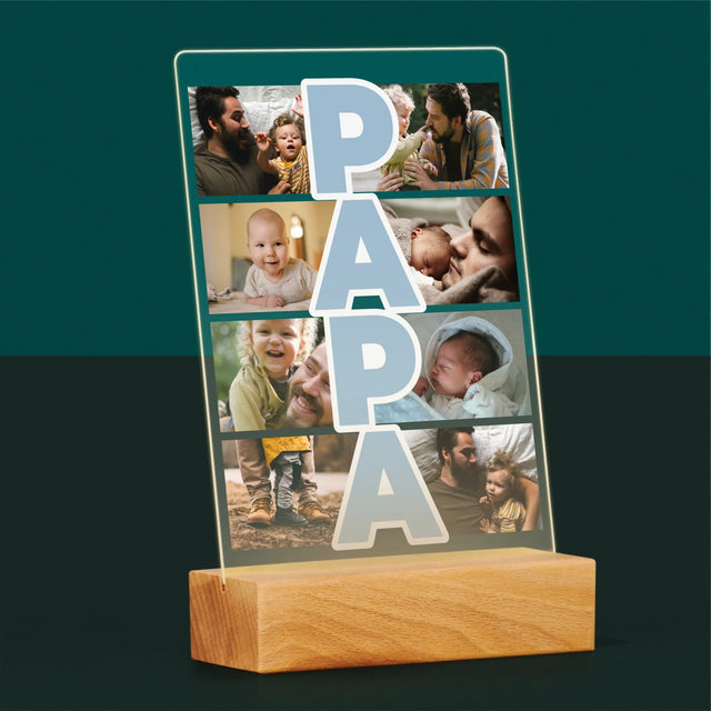 Fotocollage: Tekst Papa - Afdruk Op Acrylglas (Verticaal)