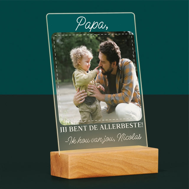 Foto En Handtekening: Allerbeste Papa - Afdruk Op Acrylglas (Verticaal)