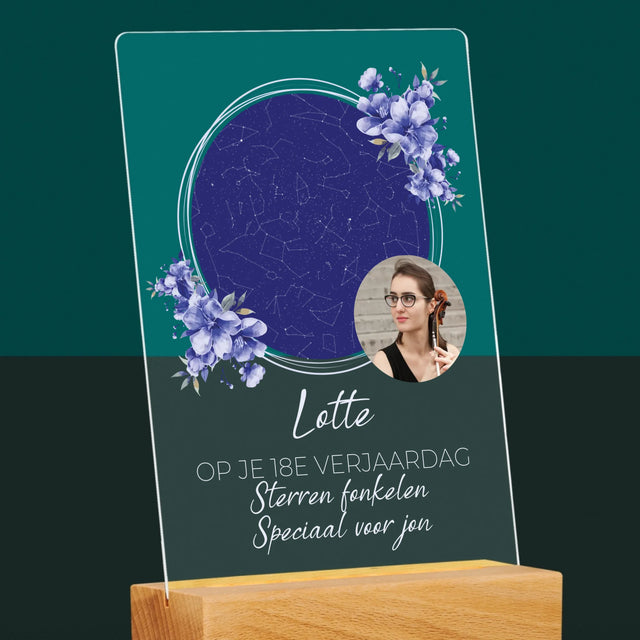 Starrenkaart: Sterrenkaart: Sterren Fonkelen Op Jouw Verjaardag - Afdruk Op Acrylglas (Verticaal)