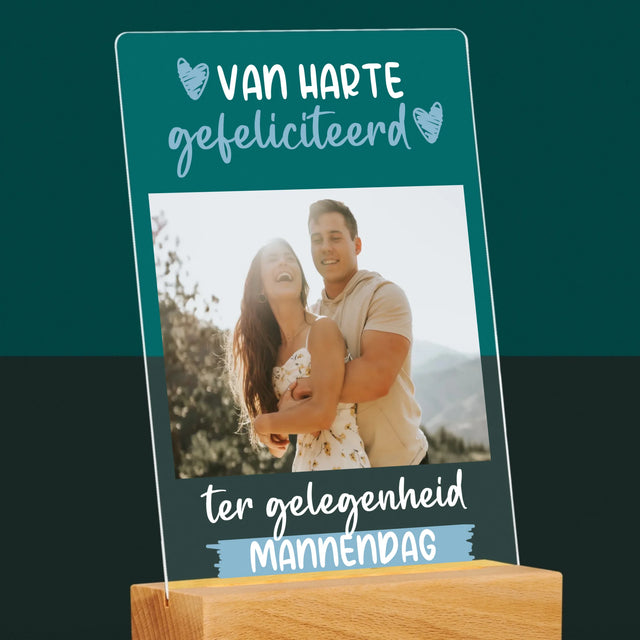 Foto En Handtekening: Wensen Voor Mannendag - Afdruk Op Acrylglas (Verticaal)