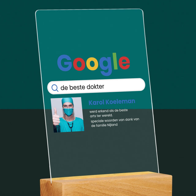 Foto En Handtekening: De Beste Dokter Google-Score - Afdruk Op Acrylglas (Verticaal)