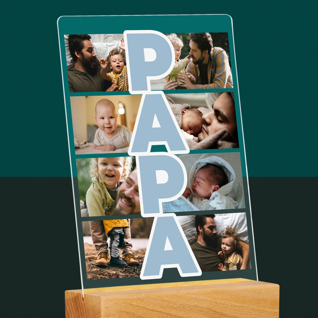 Fotocollage: Tekst Papa - Afdruk Op Acrylglas (Verticaal)