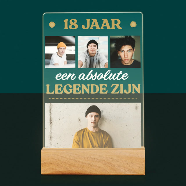 Fotocollage: 18 Jaar Een Legende Zijn - Afdruk Op Acrylglas (Verticaal)