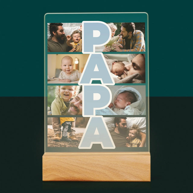 Fotocollage: Tekst Papa - Afdruk Op Acrylglas (Verticaal)