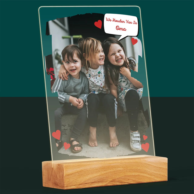 Foto En Handtekening: Voor Lieve Oma - Afdruk Op Acrylglas (Verticaal)