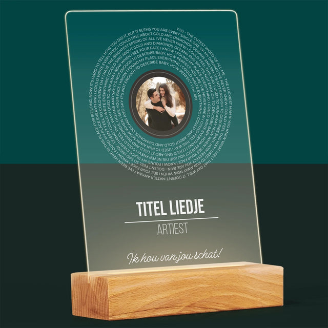 Foto En Handtekening: Songtekst Op Vinyl Lp - Afdruk Op Acrylglas (Verticaal)