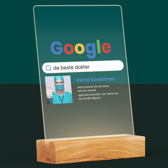 Foto En Handtekening: De Beste Dokter Google-Score - Afdruk Op Acrylglas (Verticaal)