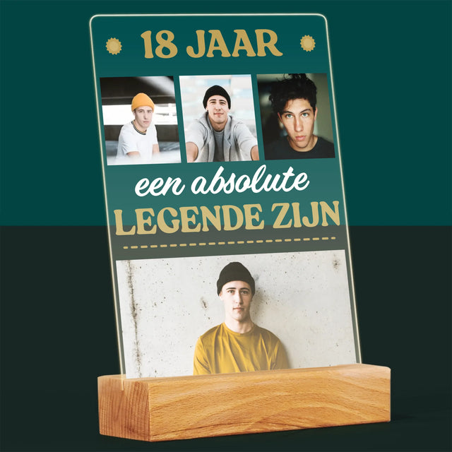 Fotocollage: 18 Jaar Een Legende Zijn - Afdruk Op Acrylglas (Verticaal)