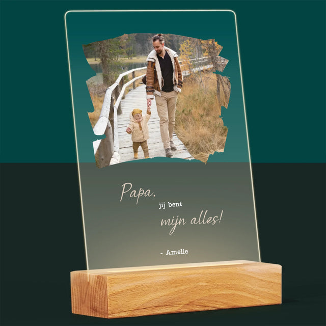 Foto En Handtekening: Kaartje Voor Papa - Afdruk Op Acrylglas (Verticaal)