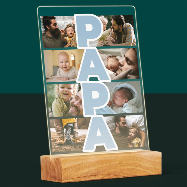 Fotocollage: Tekst Papa - Afdruk Op Acrylglas (Verticaal)