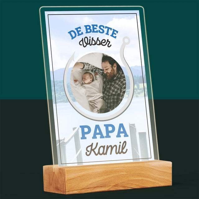 Foto En Handtekening: De Beste Visser Papa - Afdruk Op Acrylglas (Verticaal)