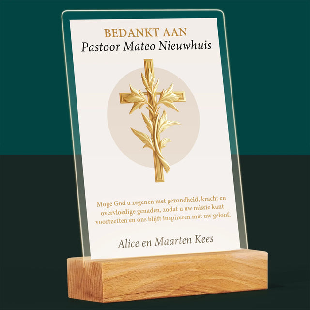 Naam En Handtekening : Bedankt Aan Pastoor - Afdruk Op Acrylglas (Verticaal)