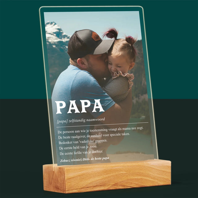 Foto En Handtekening: Definitie Papa - Afdruk Op Acrylglas (Verticaal)