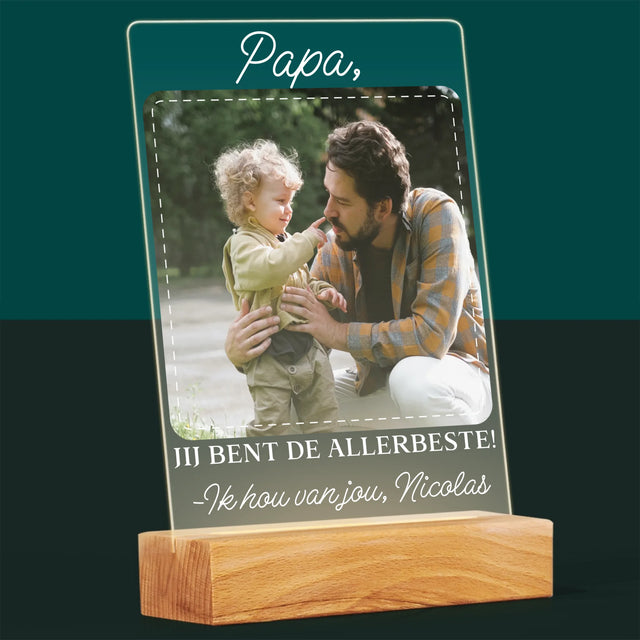 Foto En Handtekening: Allerbeste Papa - Afdruk Op Acrylglas (Verticaal)