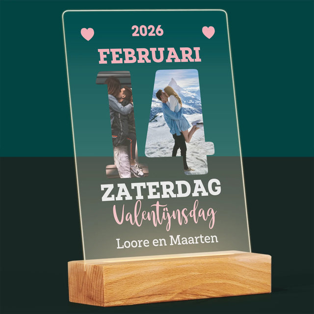 Woord Van Foto'S: Valentijnsdag Kalenderblad - Afdruk Op Acrylglas (Verticaal)