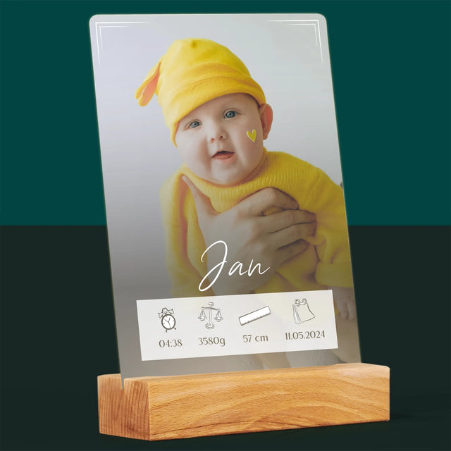Geboorteakte Van Kind: Metriek Kader - Afdruk Op Acrylglas (Verticaal)