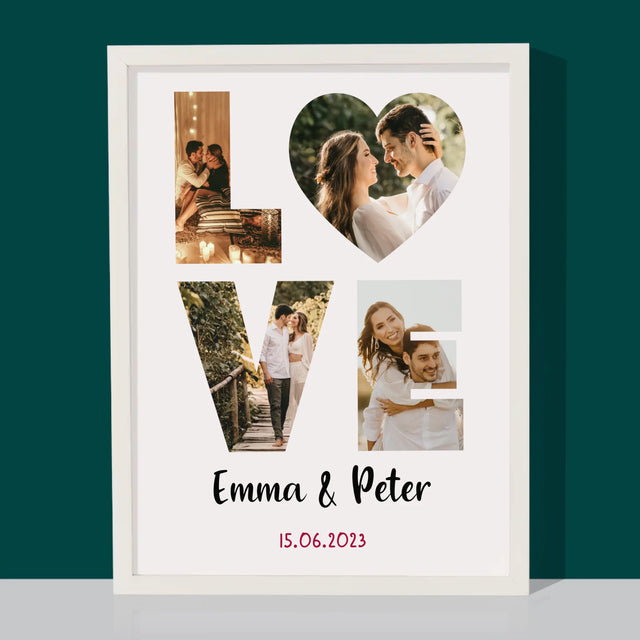 Woord Van Foto'S: Love Met Jouw Foto'S - Afdruk Met Frame 30X40 (Verticaal)