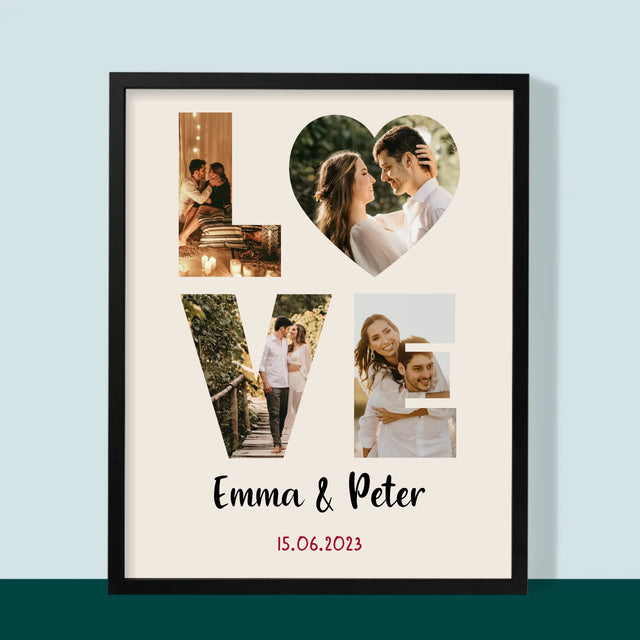 Woord Van Foto'S: Love Met Jouw Foto'S - Afdruk Met Frame 30X40 (Verticaal)