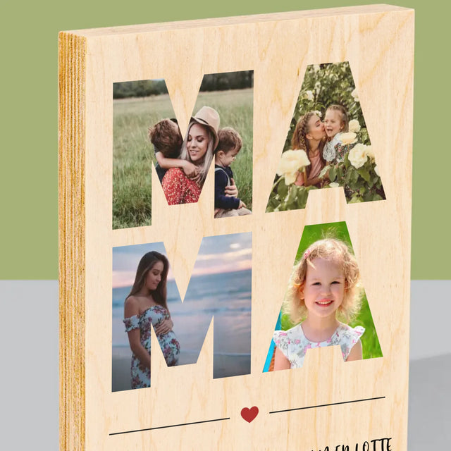 Woord Van Foto'S: Mama - Afdruk Op Hout (Verticaal)