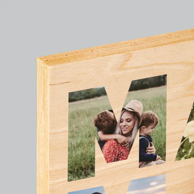 Woord Van Foto'S: Mama - Afdruk Op Hout (Verticaal)