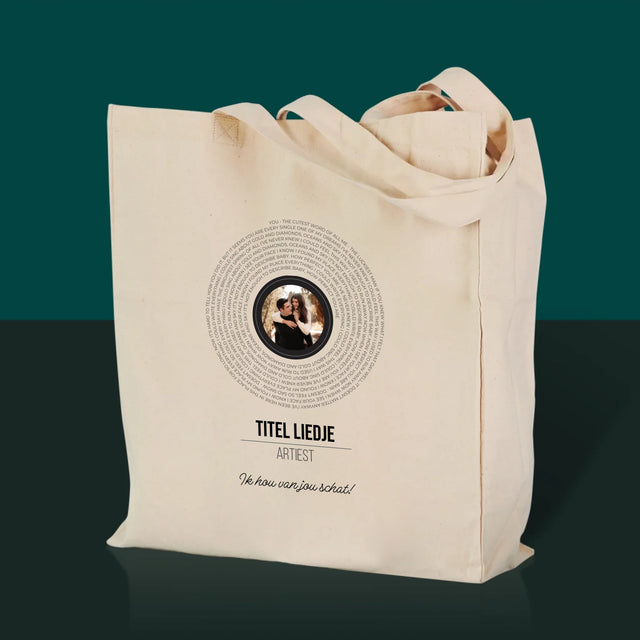 Foto En Handtekening: Songtekst Op Vinyl Lp - Canvas Tas