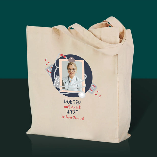 Foto En Handtekening: Dokter Met Groot Hart - Canvas Tas