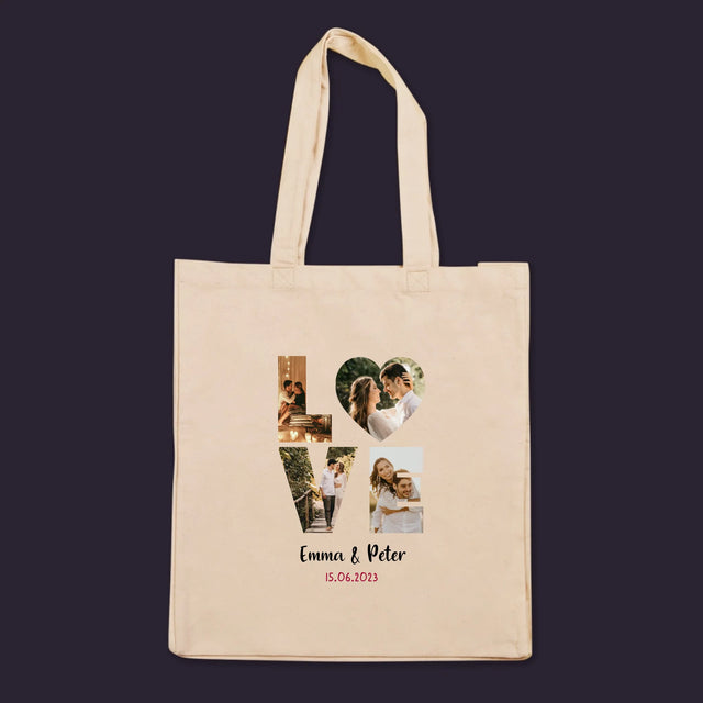 Woord Van Foto'S: Love Met Jouw Foto'S - Canvas Tas