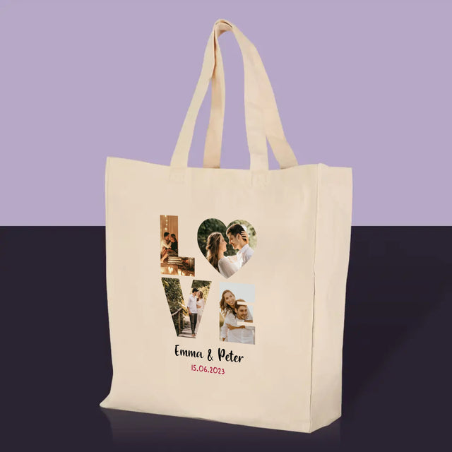 Woord Van Foto'S: Love Met Jouw Foto'S - Canvas Tas