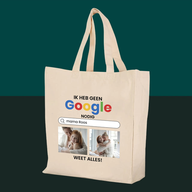 Fotocollage: Ik Heb Geen Google Nodig - Canvas Tas