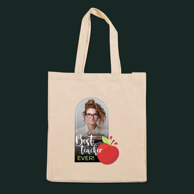 Foto En Handtekening: Best Teacher Ever - Canvas Tas