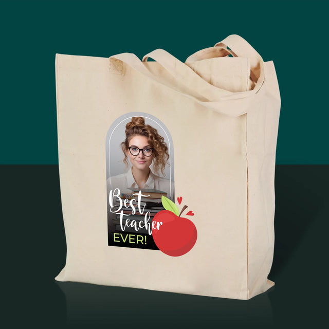 Foto En Handtekening: Best Teacher Ever - Canvas Tas