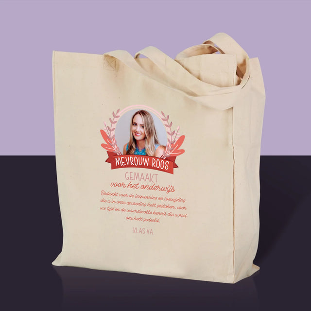 Foto En Handtekening: Gemaakt Voor Het Onderwijs - Canvas Tas
