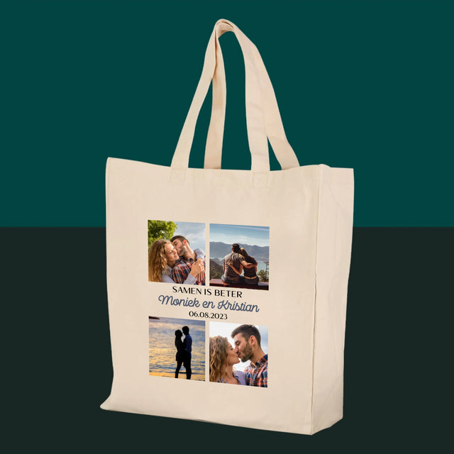 Fotocollage: Samen Is Beter - Canvas Tas