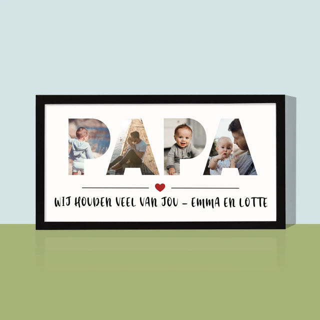 Woord Van Foto'S: Papa - Afdruk Met Frame 20X40 (Horizontaal)